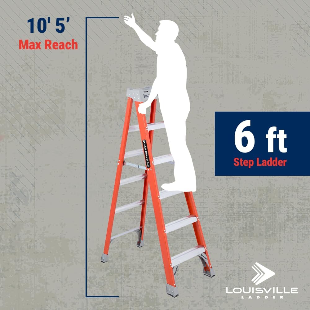 Louisville Ladder 6 ft Fiberglass Step Ladder, FS1506, Type IA, 300 lbs