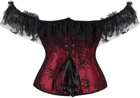 Jutrisujo Corset Dress Top for Women with Sleeves off the shoulder Lace Floral Costume Bridal Wedding