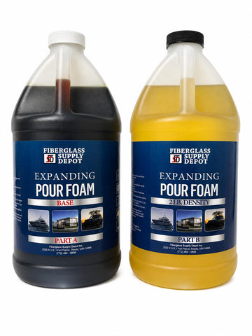 Fiberglass Supply Depot 2 Lb Density Expanding Pour Foam, 2 Part Polyurethane Closed Cell Liquid Foam for Boat and Dock Flotation, Soundproofing, Filling Voids, and Insulation (1 Gallon Kit)