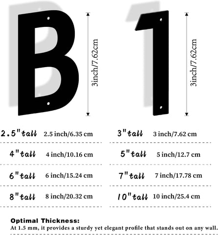 3 Inch 4 PCS Custom Metal House Numbers Letters, Black House Address Numbers for Outside, Modern Metal Address Number Letters for Homes, Apartments, Farms, Office