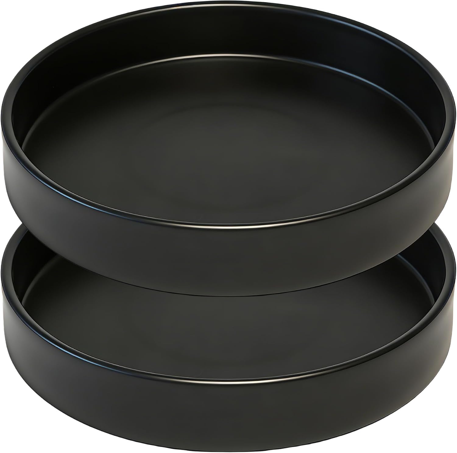 2 Pack 8 inch Plant Saucer Drip Tray, Heavy Sturdy Plastic Planter Flower Pot Drainage Tray Plate Saucers for Indoor Outdoor Garden, Plant Water Drip Trays for pots Base (8", Black)