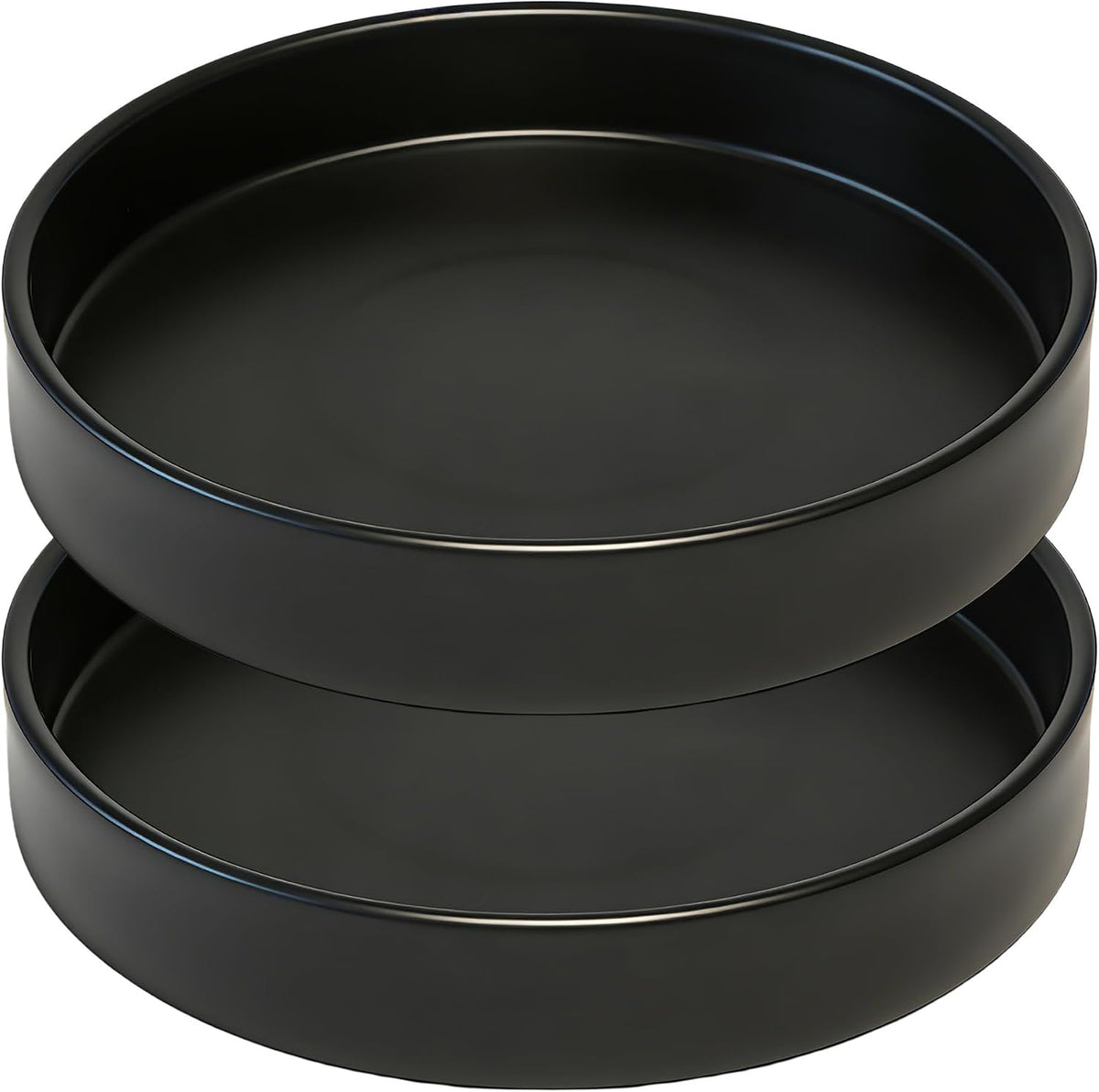2 Pack 8 inch Plant Saucer Drip Tray, Heavy Sturdy Plastic Planter Flower Pot Drainage Tray Plate Saucers for Indoor Outdoor Garden, Plant Water Drip Trays for pots Base (8", Black)