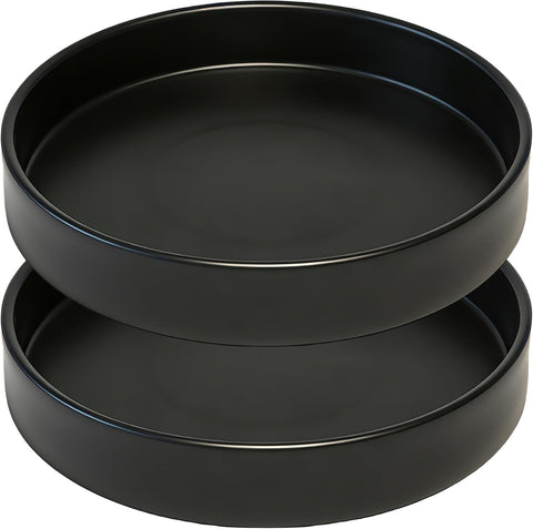 2 Pack 8 inch Plant Saucer Drip Tray, Heavy Sturdy Plastic Planter Flower Pot Drainage Tray Plate Saucers for Indoor Outdoor Garden, Plant Water Drip Trays for pots Base (8", Black)