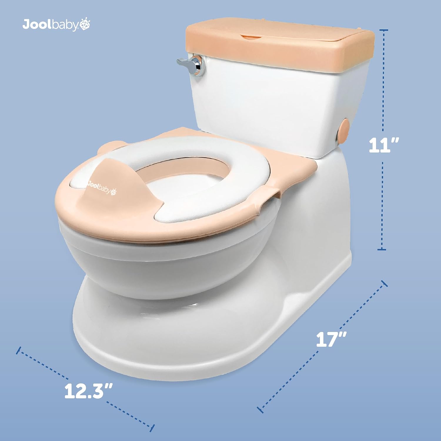 Jool Baby Real Feel 2-in-1 Potty with Wipes Storage, Flushing Sounds & Disposable Liners - Realistic Toilet - Easy to Clean & Assemble (Pink)