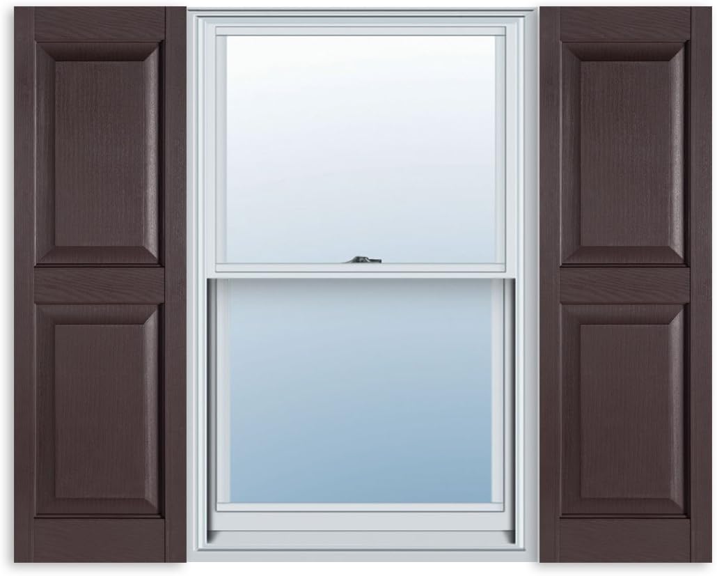Exterior Solutions Standard Raised Panel Exterior Vinyl Shutter, Black (Pair), 15 Inch x 39 Inch