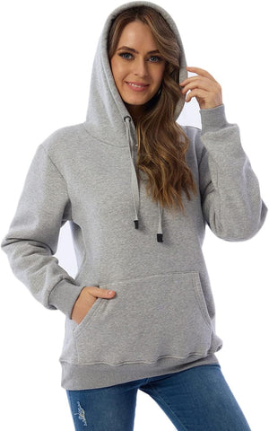 Womens Hooded Sweatshirt Fleece Sherpa Lined Hoodies Winter Causal Loose Fit Pullover