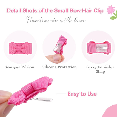 CÉLLOT 80Pcs Mini Grosgrain Ribbon Bows Snap Clips for Baby Toddlers Infant