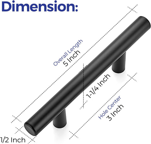 Ravinte Cabinet Handles,5" Length,3" Hole Center,Matte Black,30 Pack
