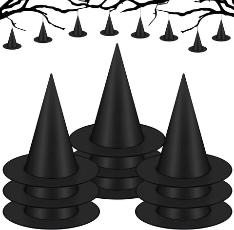 9Pcs Witch Hats, Black Hanging Witch Hats Halloween Decorations