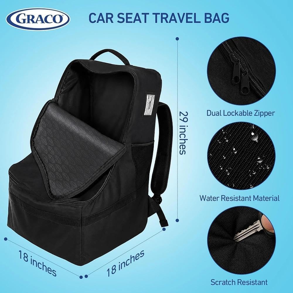 Graco Car Seat Travel Bag, Padded Water Resistant Backpack for Air Travel
