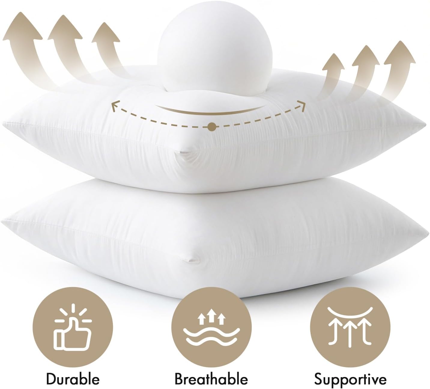 MIULEE 18x18 Pillow Inserts 4 Pack, 100% Virgin Fiber Filling Throw Pillows