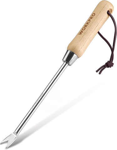 WORKPRO Dandelion Weeder Puller Tool with Wood Handle