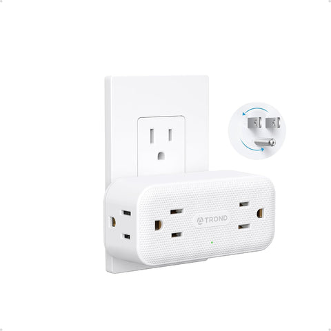 TROND Surge Protector Outlet Extender with 360 Rotating Plug, White