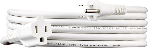 Amazon Basics Extension Cord, 10 Ft, 3-Prong Outlet Extender, Indoor Use, 13 Amps, 125V, White