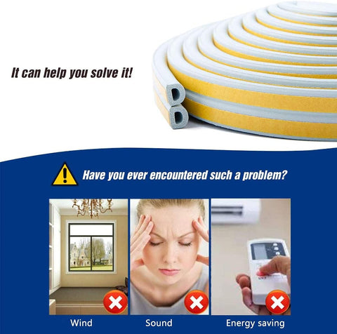 CloudBuyer Door & Window Weather Stripping, Soundproof Insulation Seal Strip with Self-Adhesive Rubber Collision Protection, 16.5 Ft (Grey)