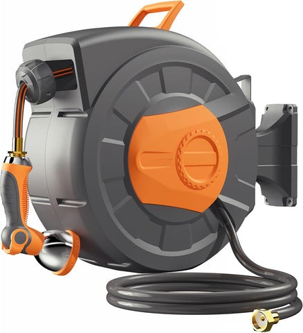 Retractable Garden Hose Reel 100 FT, 1/2" Heavy Duty Garden Hose