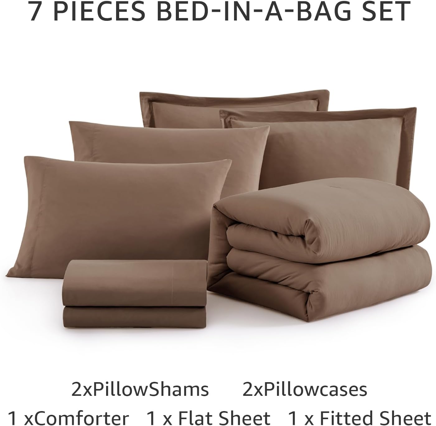 Queen Comforter Set-7 Pieces Soft Prewashed Bed in a Bag Queen Bedding Sets