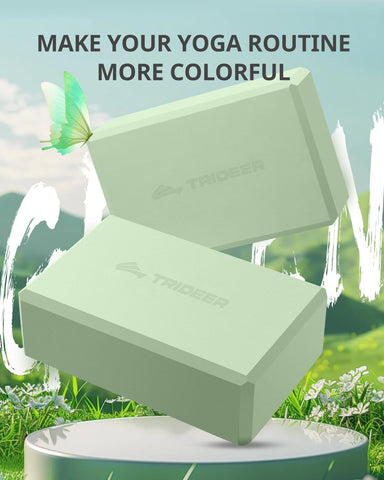 Trideer Yoga Blocks 2 Pack, Soft Non-Slip Foam Blocks with Beveled Edges for Alignment and Stretching in Yoga, Pilates, and Dance - Supportive, Lightweight, Odor Resistant, Latex-Free