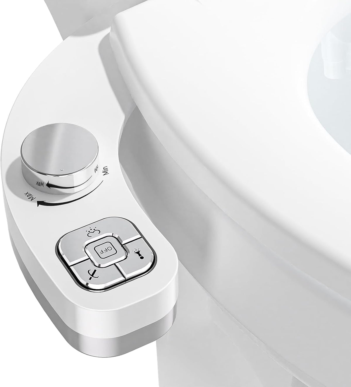 Bidet Attachment for Toilet, Dual Nozzle (Frontal and Rear Wash) Non-Electric Fresh Water Toilet Seat Attachment with Nozzle Self Cleaning, Adjustable Water Pressure(Chrome Silver)