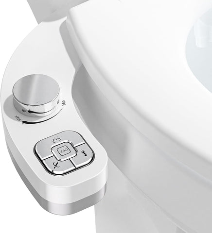Bidet Attachment for Toilet, Dual Nozzle (Frontal and Rear Wash) Non-Electric Fresh Water Toilet Seat Attachment with Nozzle Self Cleaning, Adjustable Water Pressure(Chrome Silver)