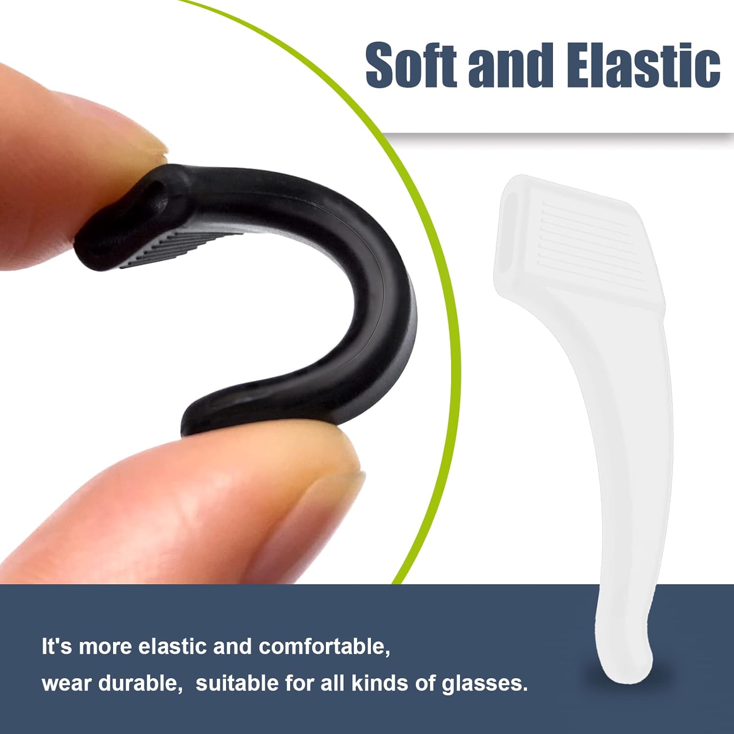 SMARTTOP 20 Pairs Anti-Slip Eyeglass Ear Grips Hook, Comfortable Silicone Elastic Eyeglasses Temple Tips Sleeve Holder-For Eyeglasses Sunglasses Spectacles Glasses Reading (10 Black&10 Clear)