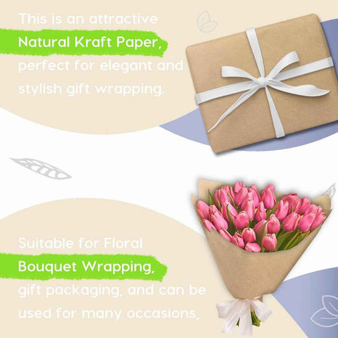 PerkHomy Brown Kraft Paper Roll 36" x 1,800" (150') for Gift Wrapping Bouquet Flower Art Painting Craft Writing Packaging Shipping 80GSM 55LB (Brown, 36" x 150')