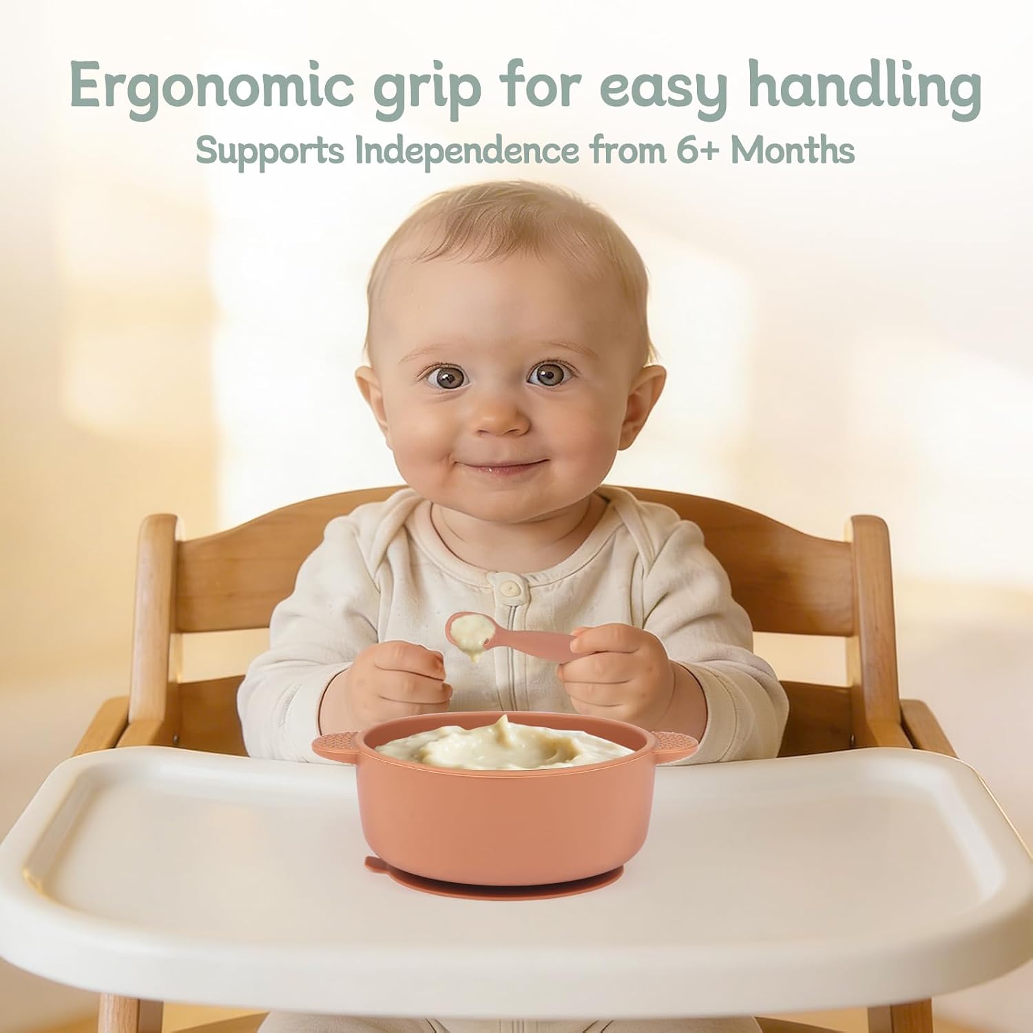 Eascrozn Baby Spoons Set, 6 Pack Silicone Baby Spoon Self Feeding 6+ Months
