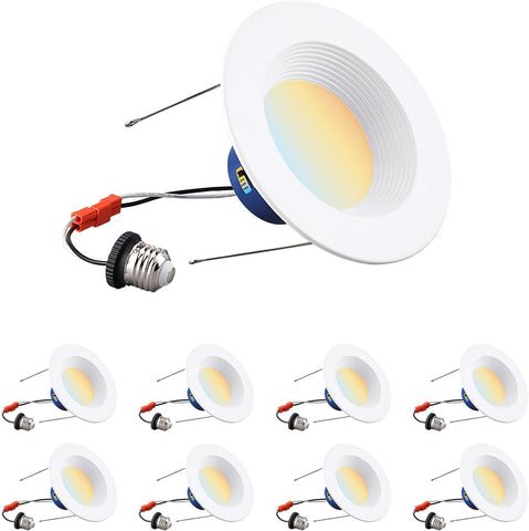 TORCHSTAR 8-Pack 5CCT 6 Inch LED Recessed Lighting Retrofit, Dimmable