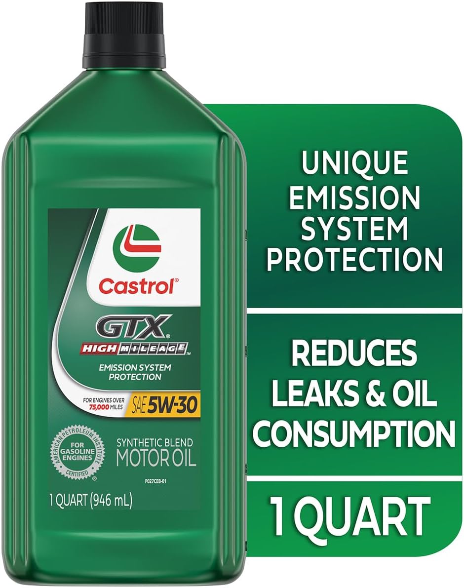 Castrol GTX High Mileage 5W-30 Synthetic Blend Motor Oil, 1 Qt, Pack of 6
