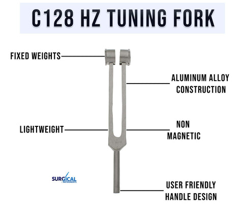 SURGICAL ONLINE Medical-Grade C128 Hz Tuning Fork - Fixed Weights, Non-Magnetic, Lightweight, Portable, Corrosion Resistant, Extra Long Handle