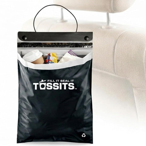 Tossits Hanging Car Trash & Garbage Bags, Disposable, Black 21 Count