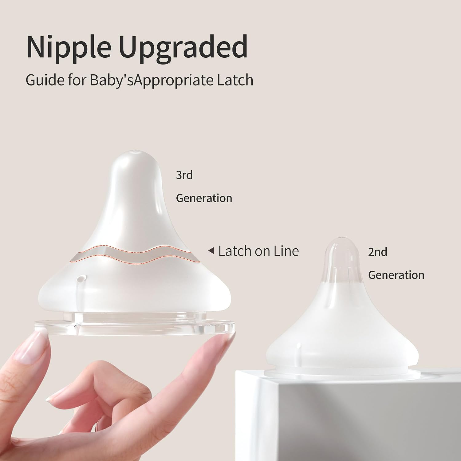 Pigeon Silicone Nipple (SS) with Latch-On Line, 0+ Months, 4 Count