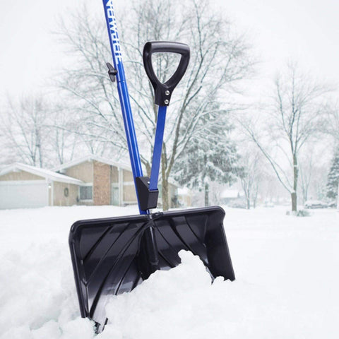 Snow Joe Shovelution Snow Shovel, Strain Reducing with Spring Assisted Handle, Poly Blade, & 50" Assembled Height