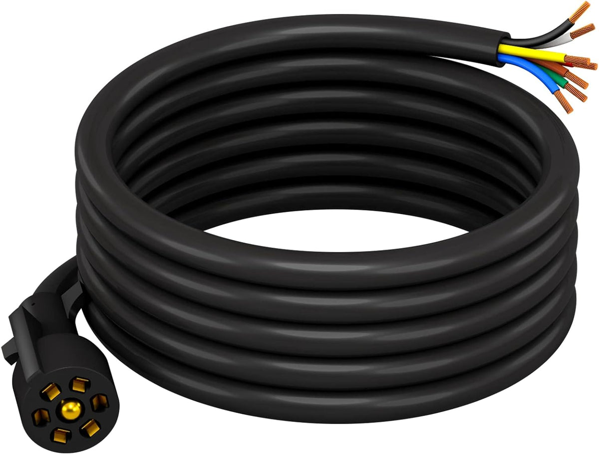 CheeMuii 8 FT 7 Way Trailer Wiring Harness Kit with 7 Pin Trailer Plug