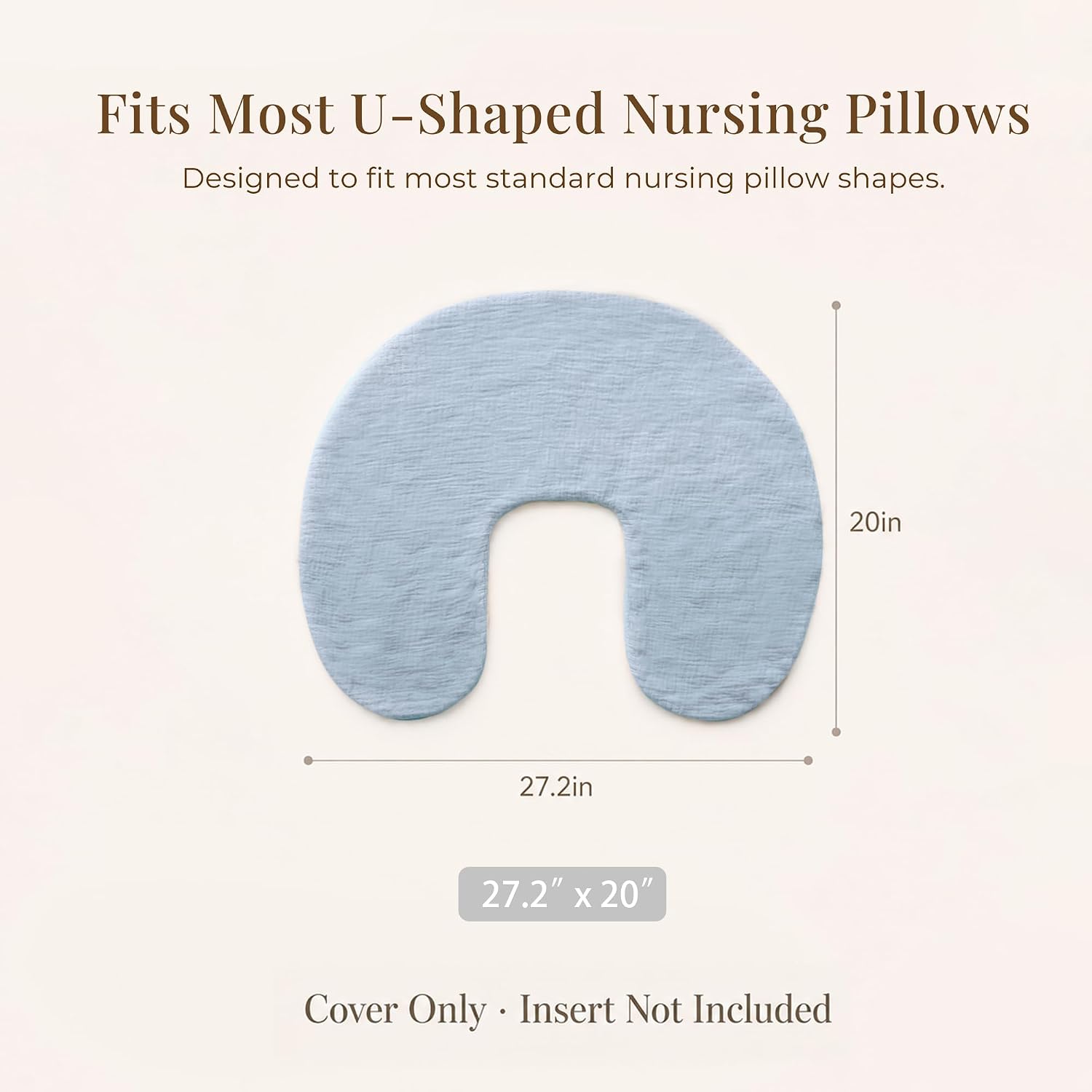 Konssy 2-Pack Muslin Nursing Pillow Covers, Star Soft Slipcover for Baby