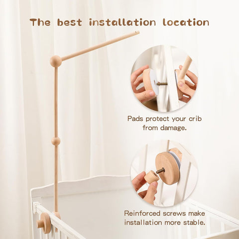 let's make Updated Wooden Mobile Arm for Crib 30 inches-Baby Mobile Hanger for Crib Nursery Mobile Holder 360° Rotatable for Hanging Mobiles Plush Dolls | Gift for Baby Shower & Nursery Decoration