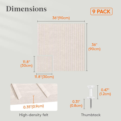 Lifewit Large Felt Bulletin Board with Self-Adhesive 36" x 36"- 9 Pack