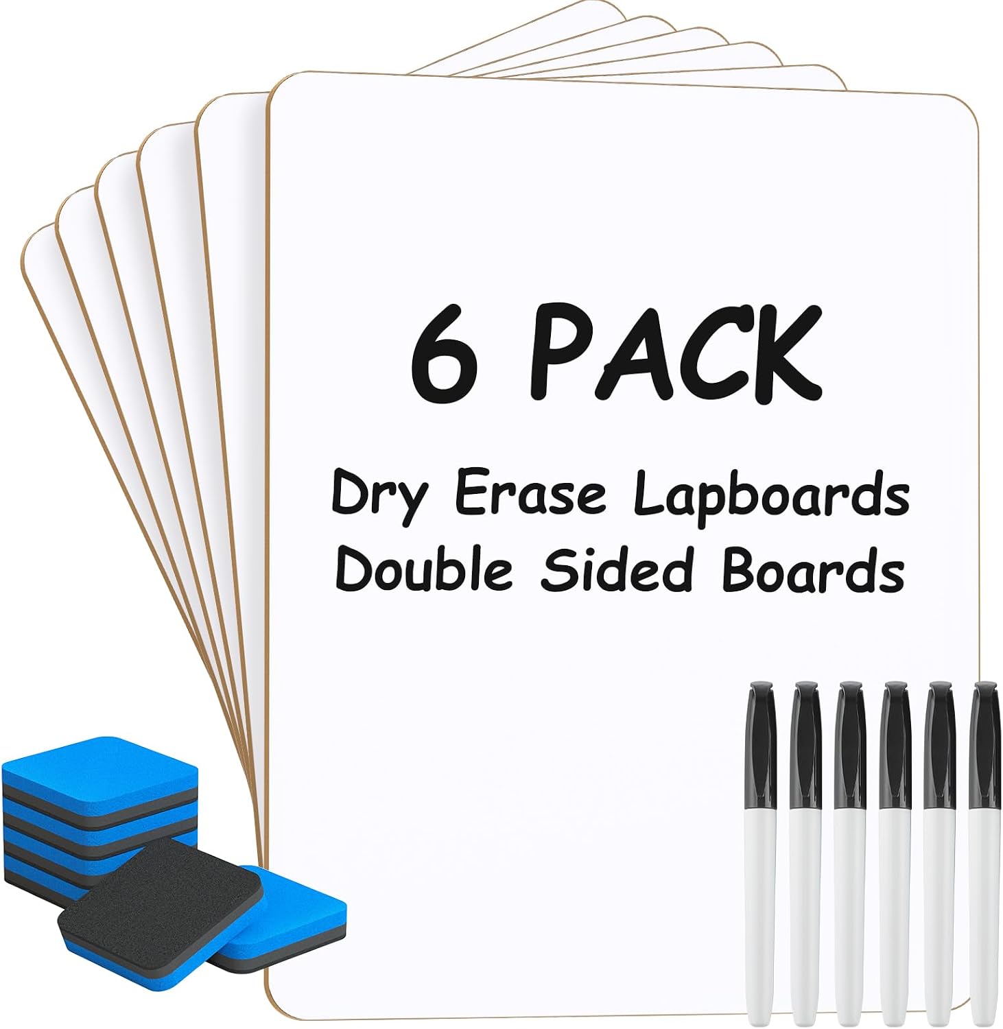MaxGear Double Sided Dry Erase Board, 9'' x 12'' Small White Board, 6 Pack
