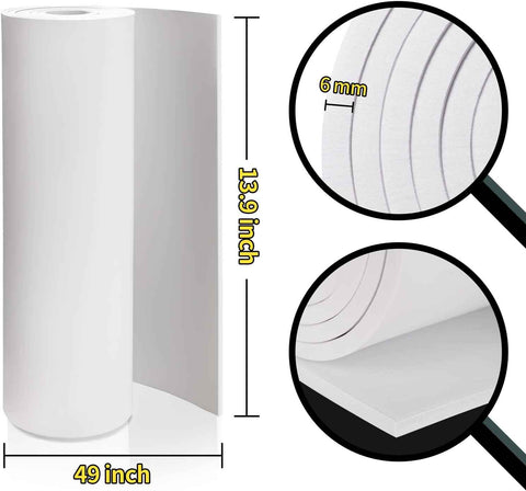 White Eva Foam Sheet roll,Premium eva Foam 6mm Thick,49" x 13.9", High Density 86kg/m3 for Halloween Cosplay Costume, Crafts, DIY Projects by MEARCOOH…