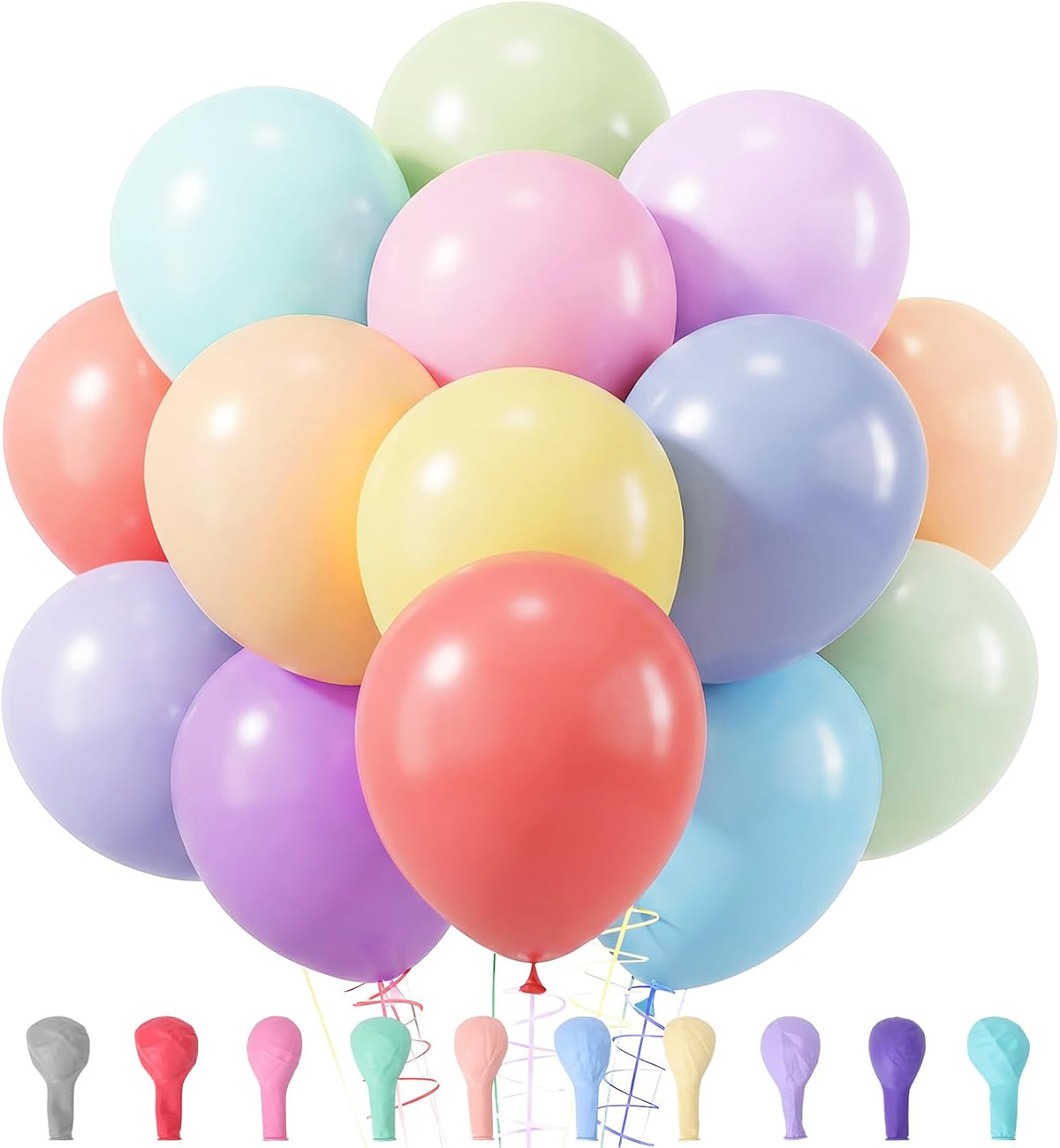 RUBFAC Pastel Balloons 120pcs Macaron Rainbow Balloon for Easter