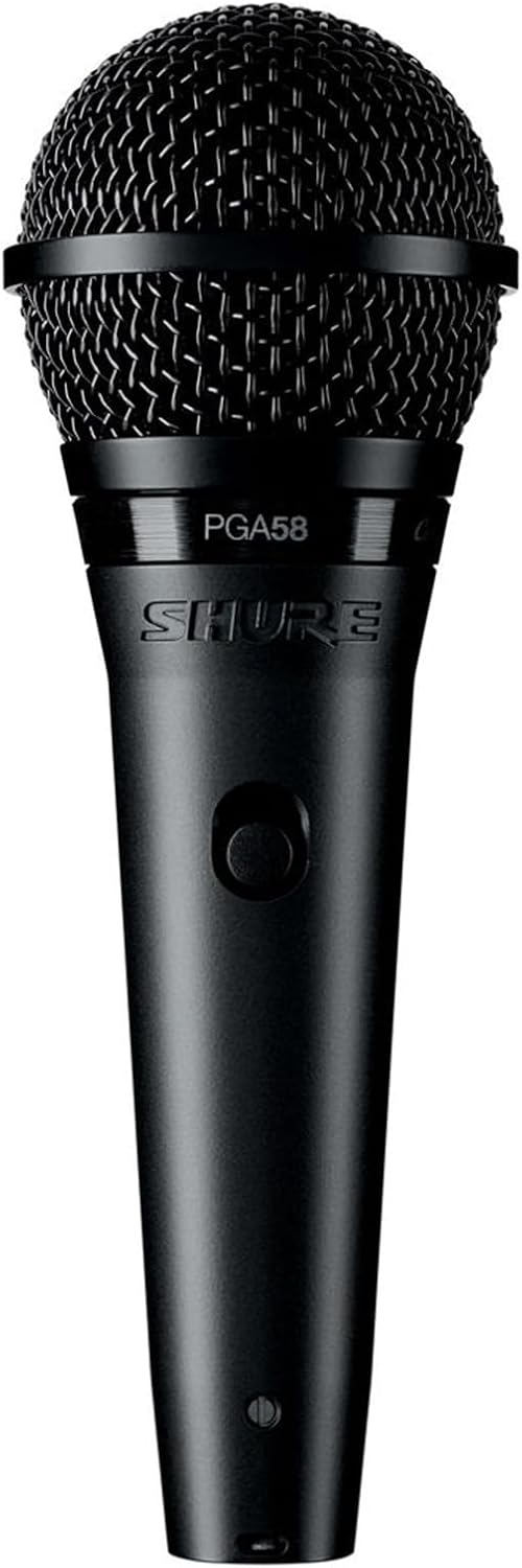Shure PGA58 Dynamic Microphone - Handheld Mic for Vocals with Cardioid Pick-up Pattern, Discrete On/Off Switch, 3-pin XLR Connector, 15' XLR-to-QTR Cable, Stand Adapter and Zipper Pouch (PGA58-QTR)
