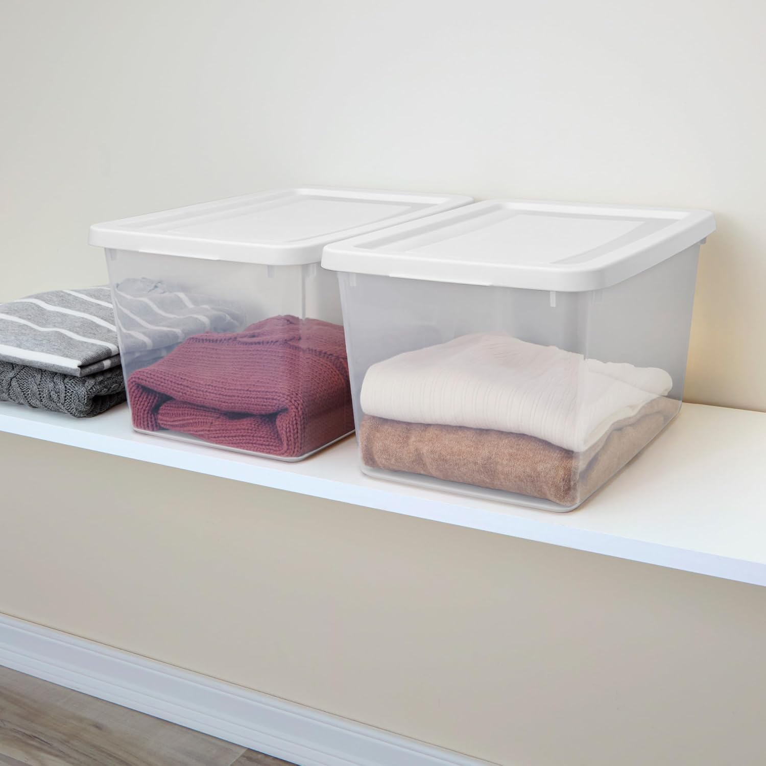 Sterilite Storage Box, Stackable Clear Plastic Bins, 20 Quart, 12-Pack