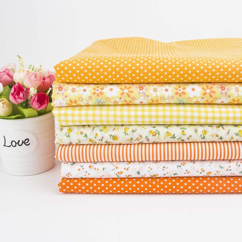 Cotton Fabric DIY Making Supplies Quilting Patchwork Fabric Fat Quarter Bundles DIY for Quilting Cotton Patchwork Cushions (8pcs Small Flowers Square, 9.8" x 9.8")