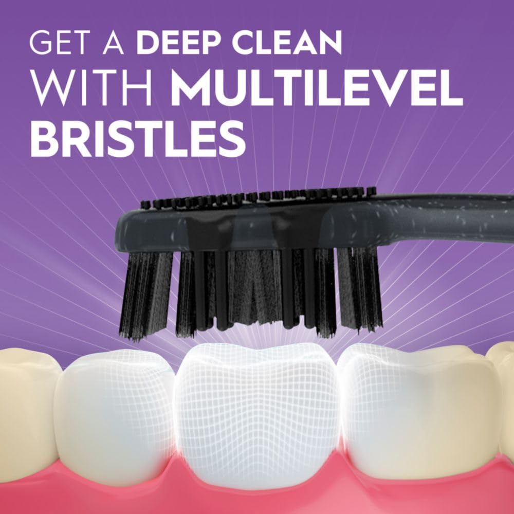 Oral-B 3D White Charcoal Manual Toothbrush, 2-Pack, Medium Bristles, Teeth Whitening Brushes for Adults