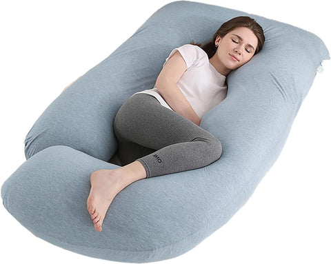 Jcickt Pregnancy Pillow for Sleeping,59 inch Maternity Pillow with Removable Washable Cover,J-Shaped Cooling Full Body Pregnant Pillow -Support for Backs,Legs, Belly, HIPS, Improve Sleep-Sky Blue