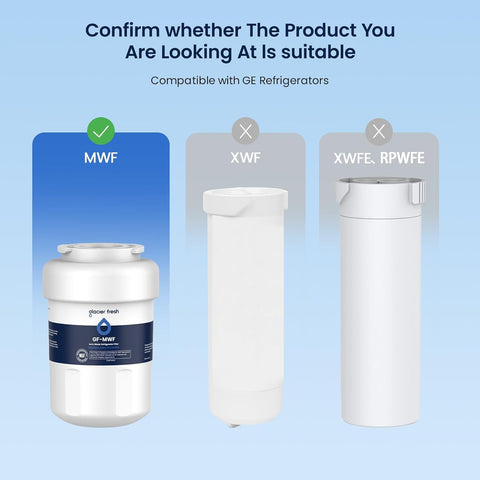 GLACIER FRESH MWF Refrigerator Water Filter Compatible with GE, 1-Pack