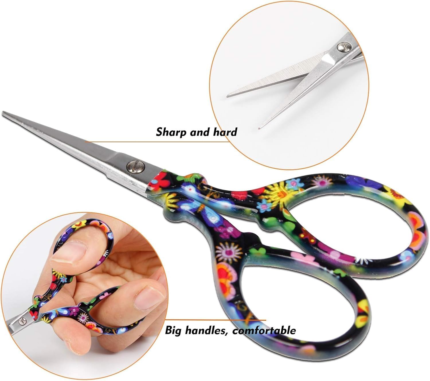 3.6 inch Sharp Embroidery Scissors for Sewing with Premium Leather Sheath
