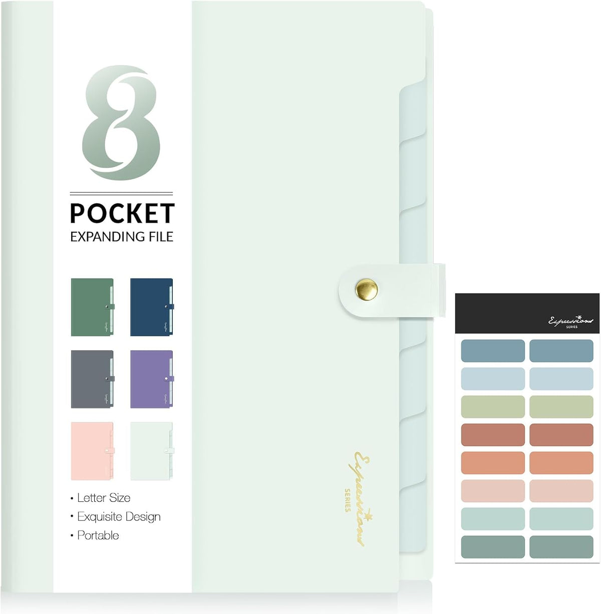 Sooez Elegant Accordion File Organizer, 8 Pocket Expanding File Folder