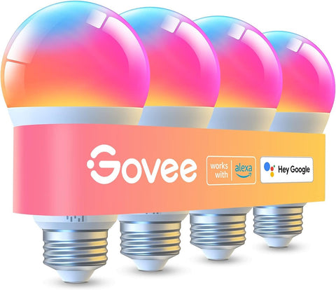 Govee LED Smart Light Bulbs, 1000LM Color Changing Light Bulb, Wi-Fi & Bluetooth Light Bulbs, Work with Alexa and Google Assistant, Dimmable RGBWW A19 75W Equivalent Smart Bulbs, 4 Pack