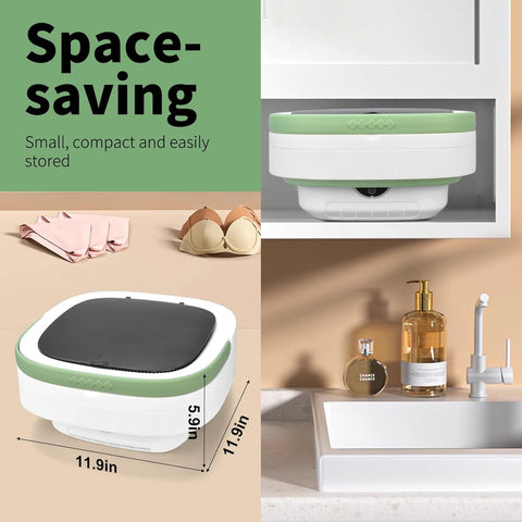 20L Portable Washing Machine, Mini Washer with Spin Basket Laundry Machine, 3 Modes Deep Cleaning, Upgraded Small Collapsible Laundry for Hotel, Apartment, Home and Travel - Green